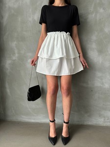 Topshow Black Cream Skirt Poplin Over-the-Knee Dress #3