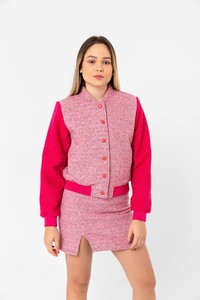 Topshow Fuchsia Buttoned Stitched Wholesale Jacket #1