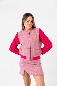 Topshow Fuchsia Buttoned Stitched Wholesale Jacket #2