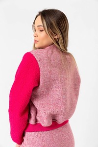 Topshow Fuchsia Buttoned Stitched Wholesale Jacket #5