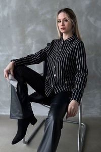 Topshow Black Lurex Glitter Striped Wholesale Shirt #1