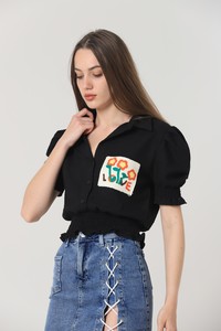 Black wall embroidery shirt #3