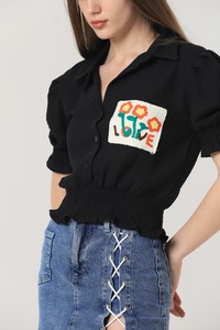 Black wall embroidery shirt #4