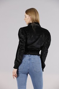 Topshow Black Black Color Sequin Wholesale Shirts #5