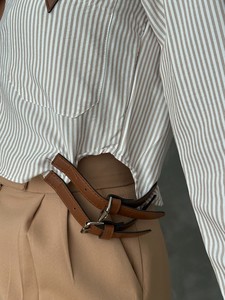 Topshow Stone Belt Detailed Striped Wholesale Shirt #4