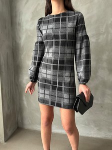 Topshow Anthracite Plaid Wholesale Dress #4