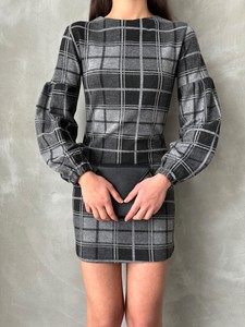 Topshow Anthracite Plaid Wholesale Dress #3