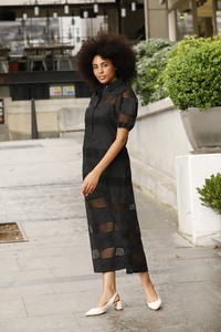 Topshow Black Mesh Long Wholesale Dress #2