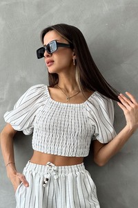 Topshow White Striped Gipeli Wholesale Blouse #1