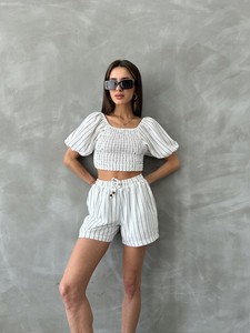 Topshow White Striped Gipeli Wholesale Blouse #3