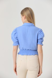 Blue wall embroidery shirt #5