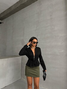 Topshow Black Suede Zippered Blouse #2