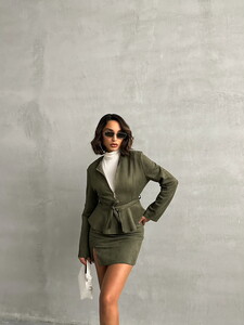 Topshow Khaki Suede Zippered Wholesale Blouse #3