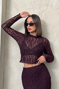 Lace Wholesale Evening Blouse - Burgundy | TOPSHOW #1