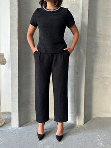 Topshow Black Jacquard Wholesale Trousers #4