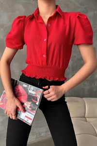 Topshow Red Linen Wholesale Shirts #1