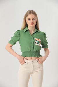 Peanut Green Cep Embroidery Shirt #2