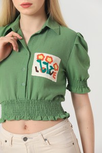 Peanut Green Cep Embroidery Shirt #4