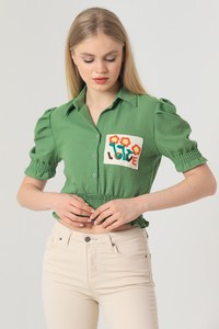 Peanut Green Cep Embroidery Shirt #1