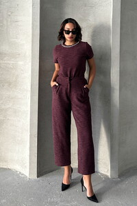 Topshow Burgundy Jacquard Wholesale Trousers #1