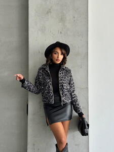 Topshow Gray Leopard Leopard Patterned Cashmere Wholesale Coat #2