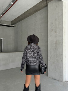 Topshow Gray Leopard Leopard Patterned Cashmere Wholesale Coat #5