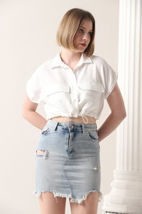 Linen shirt with cream wall #2