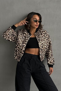 Topshow Stone Leopard Leopard Patterned Cashmere Wholesale Coat #1