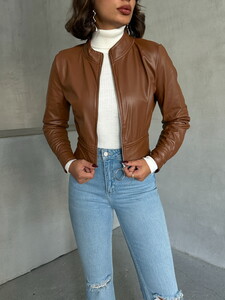 Topshow Brown Leather Wholesale Coat #4