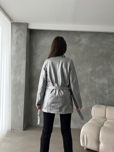 Topshow Silver Veined Patent Leather Wholesale Jacket #5