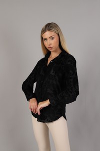 Topshow Black Paisley Pattern Velvet Wholesale Shirts #3