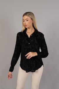 Topshow Black Paisley Pattern Velvet Wholesale Shirts #2