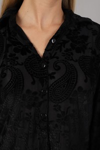 Topshow Black Paisley Pattern Velvet Wholesale Shirts #4