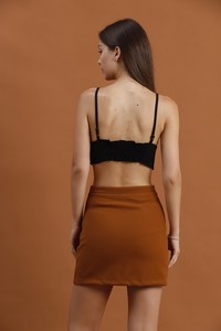 Topshow Brown Slit Detailed Mini Skirt #5