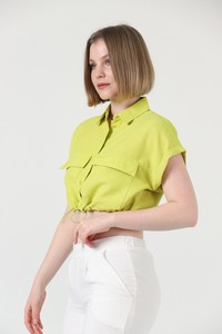 Peanut green linen shirt #4