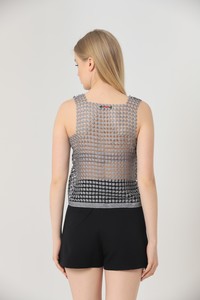 Gray silvery laser cut silvery mesh athlete #5