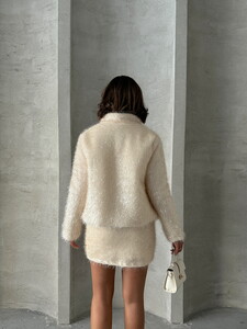 Topshow Cream Glittery Fringed Wholesale Coat #5