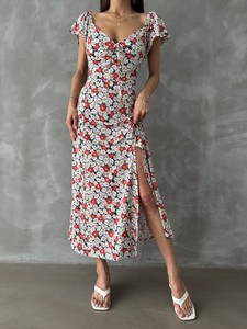 Topshow Red Floral Printed Dress #4