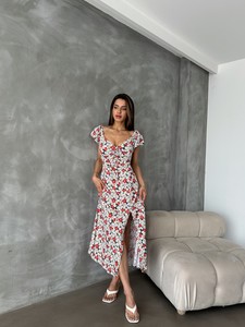 Topshow Red Floral Printed Dress #3