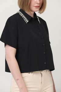 Topshow Black Wholesale Shirt with Stone Collar #4