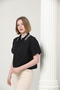 Topshow Black Wholesale Shirt with Stone Collar #3