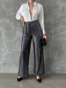 Topshow Black Silver Lurex Wholesale Trousers #4