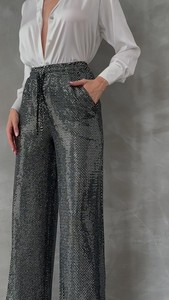 Topshow Black Silver Lurex Wholesale Trousers #5