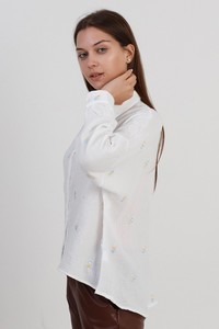 Topshow Cream Embroidery Detailed Wholesale Shirts #1