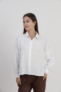 Topshow Cream Embroidery Detailed Wholesale Shirts #3