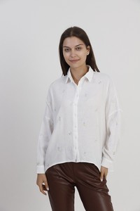 Topshow Cream Embroidery Detailed Wholesale Shirts #2