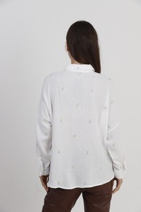 Topshow Cream Embroidery Detailed Wholesale Shirts #5