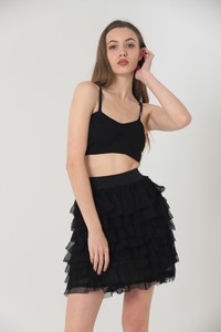 Topshow Black Layered Tulle Wholesale Skirt #2