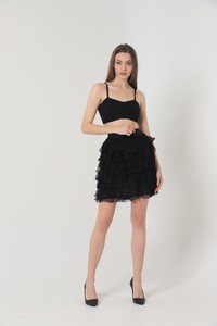 Topshow Black Layered Tulle Wholesale Skirt #4