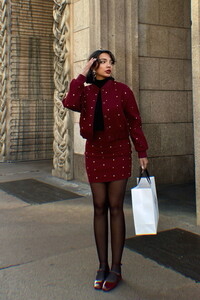 Topshow Burgundy Dotted Wholesale Skirt #3